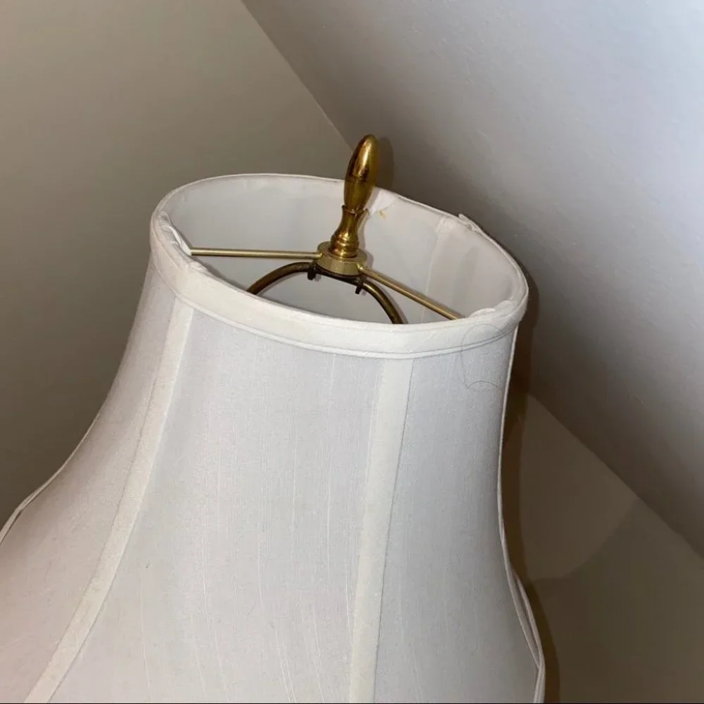 Beautiful Gold Bedside Lamp White Shade Vintage